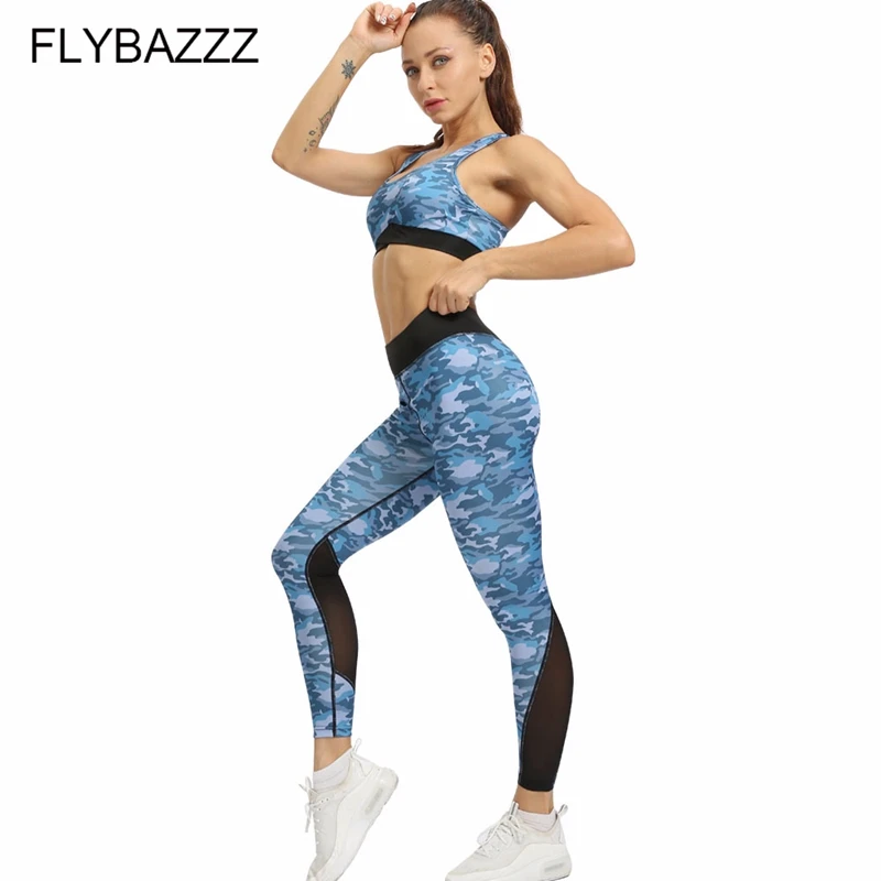 Женский Камуфляжный комплект для фитнеса и йоги привлекательный спортивный