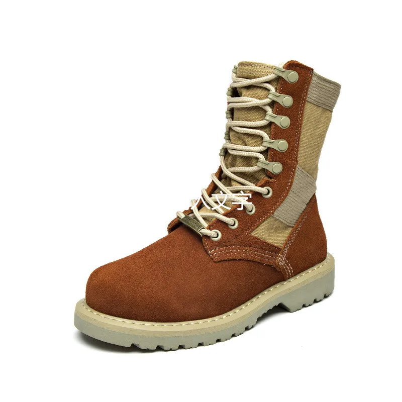 

Woman Zapatos Hombre Beige Frosted Leather Feminino Shoes Woman Military Genuine Leather Outdoor Snow Boots Warm Winter Boots
