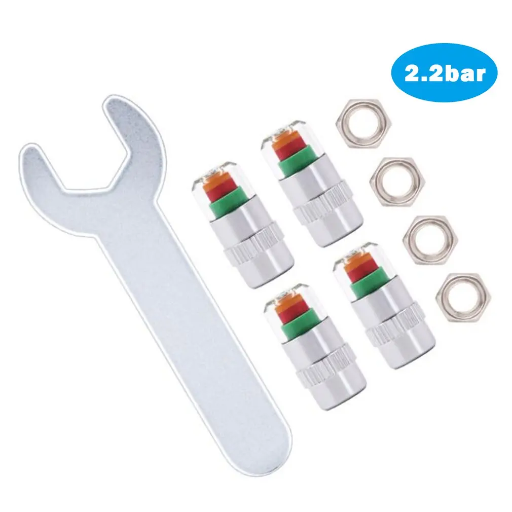 

4pcs 2.0/2.2/2.4 Bar Car Tire Pressure Alert Cap Detection Monitoring Valve Warning Cap Tire Pressure Monitor Pressure Gauge Cap