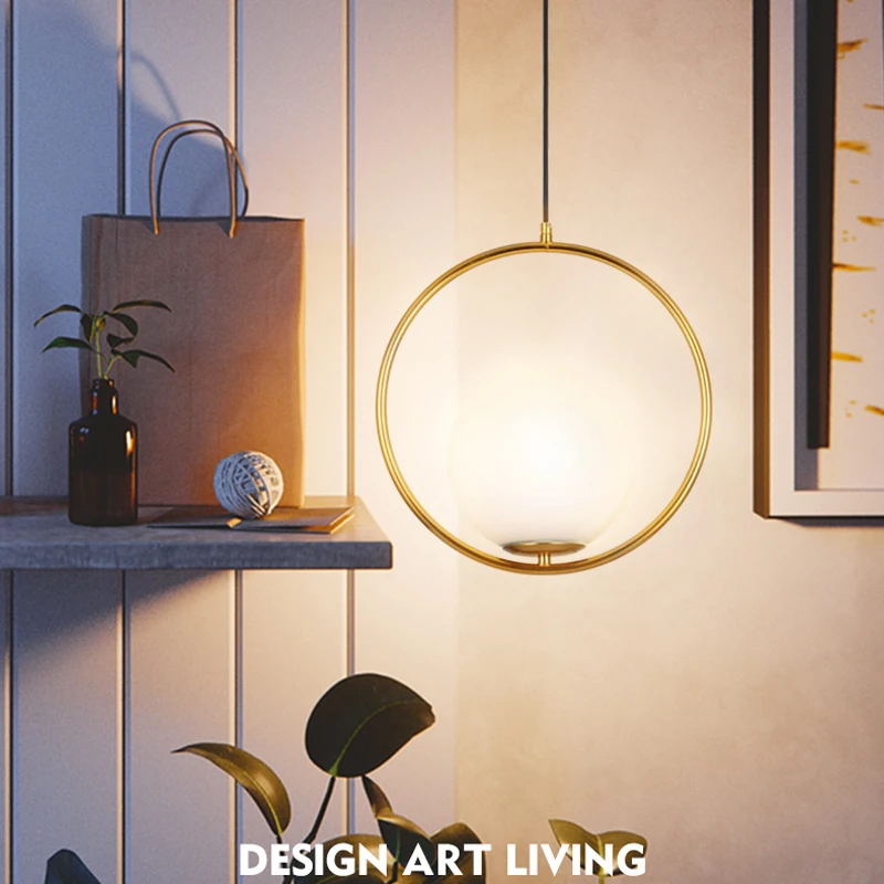 Современный золотой подвесной светильник с одним кольцом для прихожей столовой