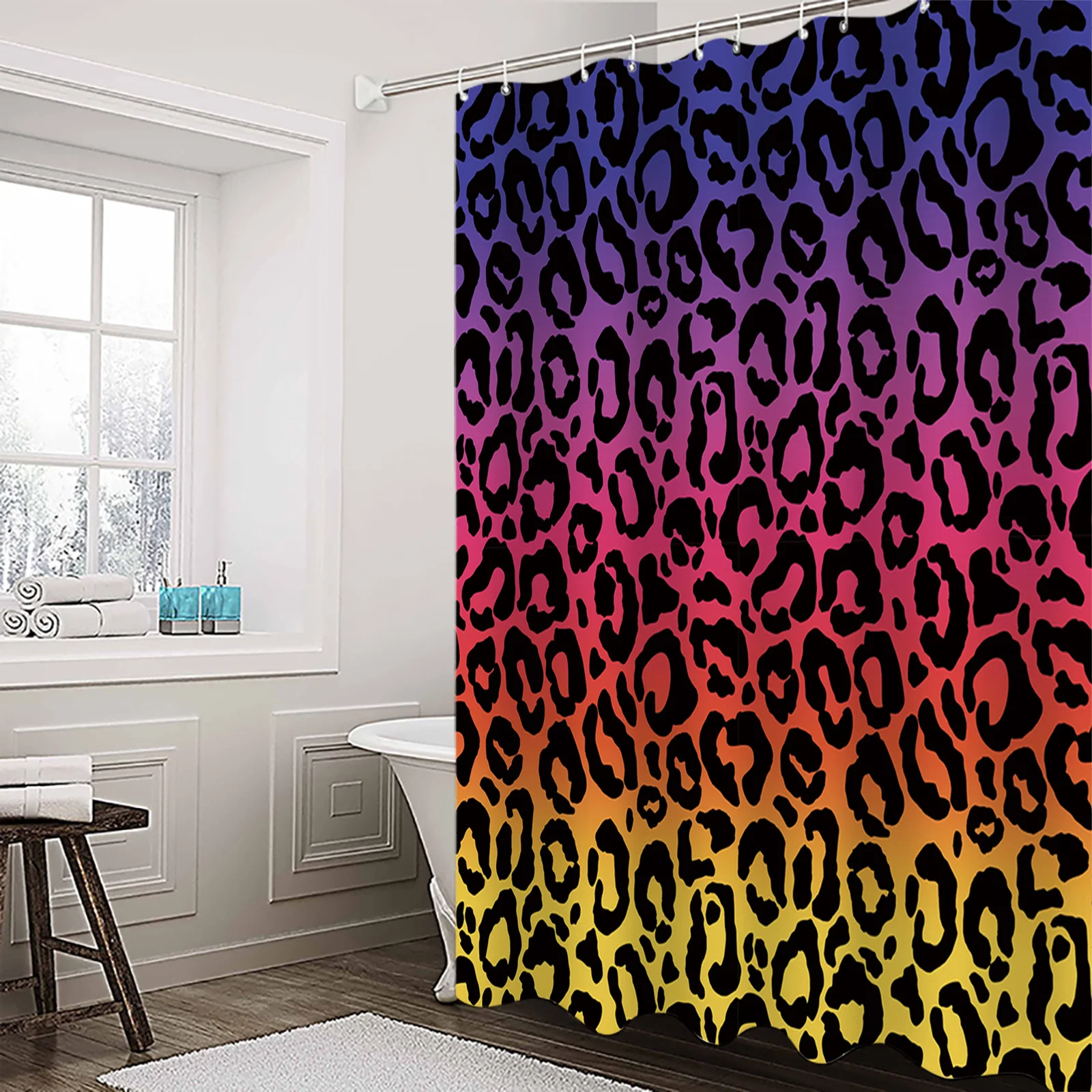 

Leopard Print Animal Skin Texture Gradient Shower Curtain Waterproof Polyester Fabric Shower Curtains Home Decor Curtain
