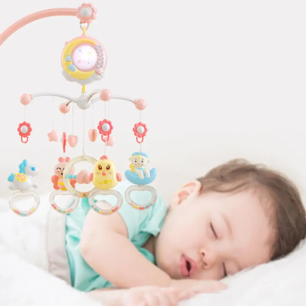 Baby Bed Mobile Rattle Music Toy With Light Projector Hanging Rotating Bell Timing Remote Control | Игрушки и хобби