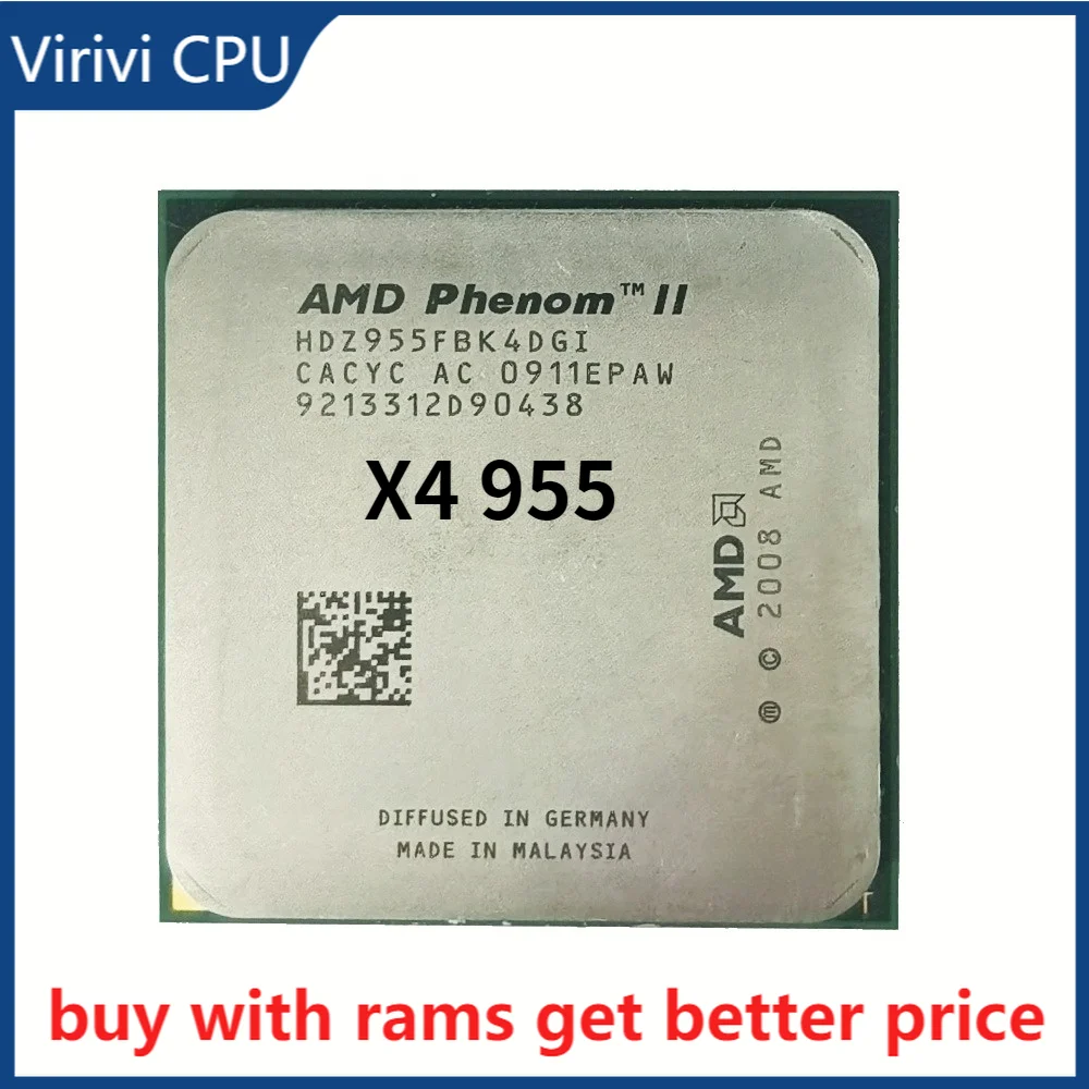 

AMD Phenom II X4 955 955 3.2 GHz Quad-Core CPU Processor 125W HDZ955FBK4DGM / HDX955FBK4DGI / HDZ955FBK4DGI Socket AM3