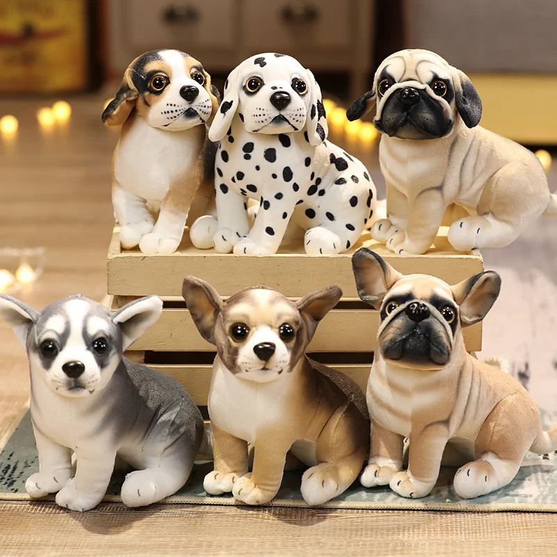 

Hot High Quality Simulation Husky Chihuahua Dog Plush Toy Stuffed Animal Realistic Bichon Bulldog Frise Toy Home Decor Pet Gift