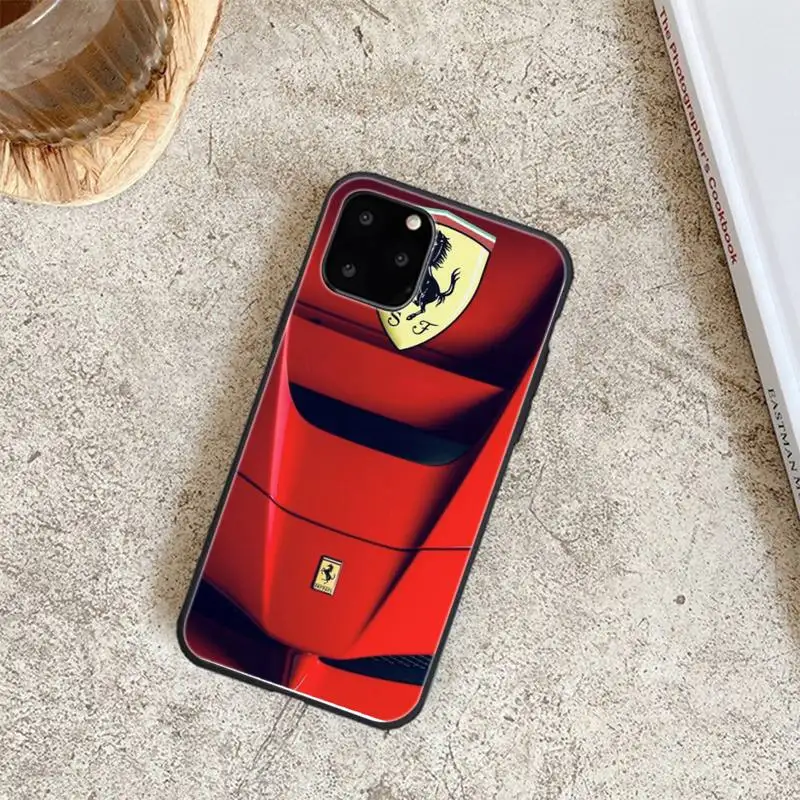 

Luxury Car Ferrari Black TPU Phone Case For Iphone 6 6s 7 8 Plus XR X XS XSmax 11 12 Pro Mini Max