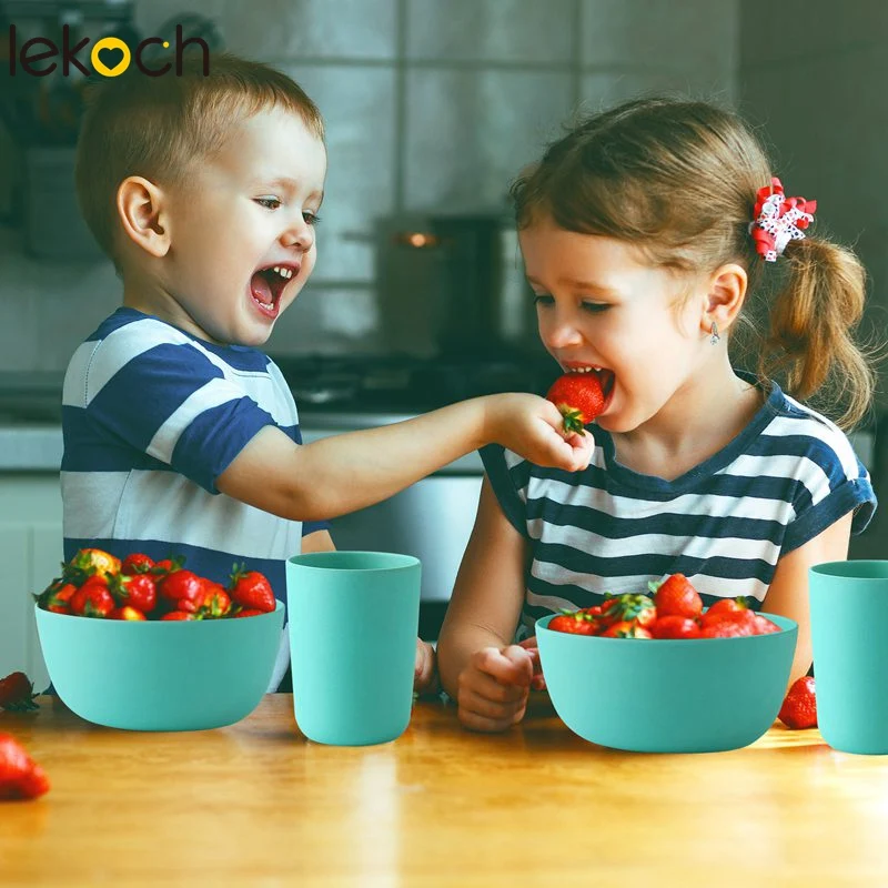

LEKOCH Bamboo Children's Tableware Dinnerware Set Dishes Biodegradable Eco-friendly Dinner Plates Bowl Cup 5pcs Dining Utensils