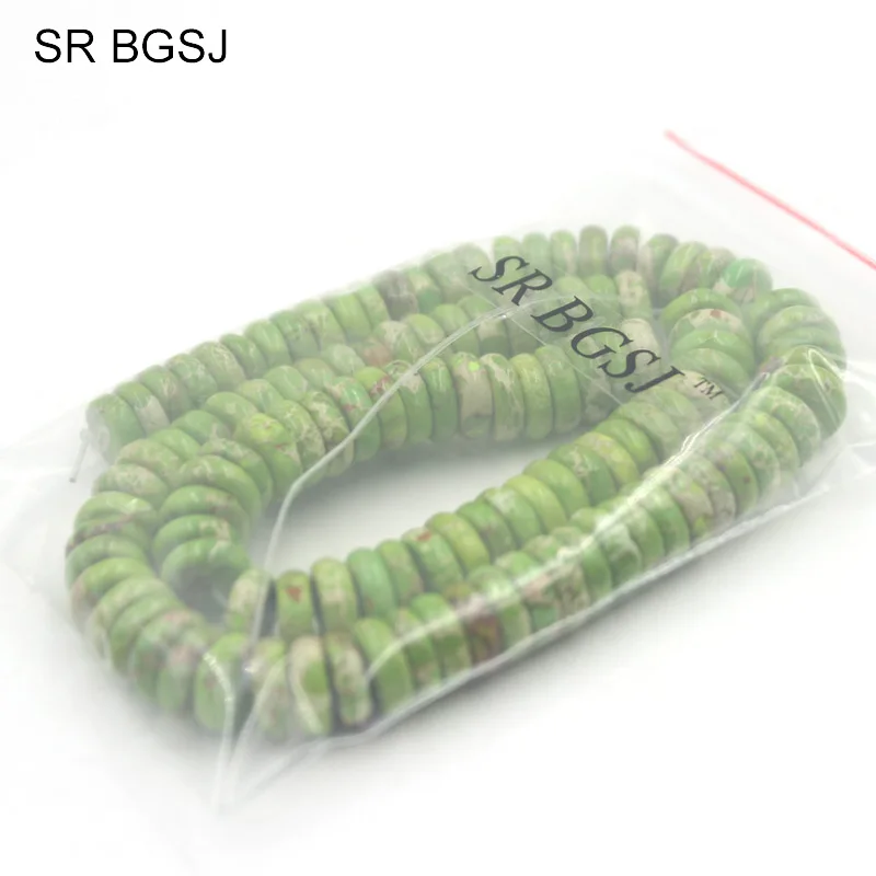 Бесплатная доставка BGSJ 3x10 мм Rondelle морской осадочный яшма зеленый драгоценный