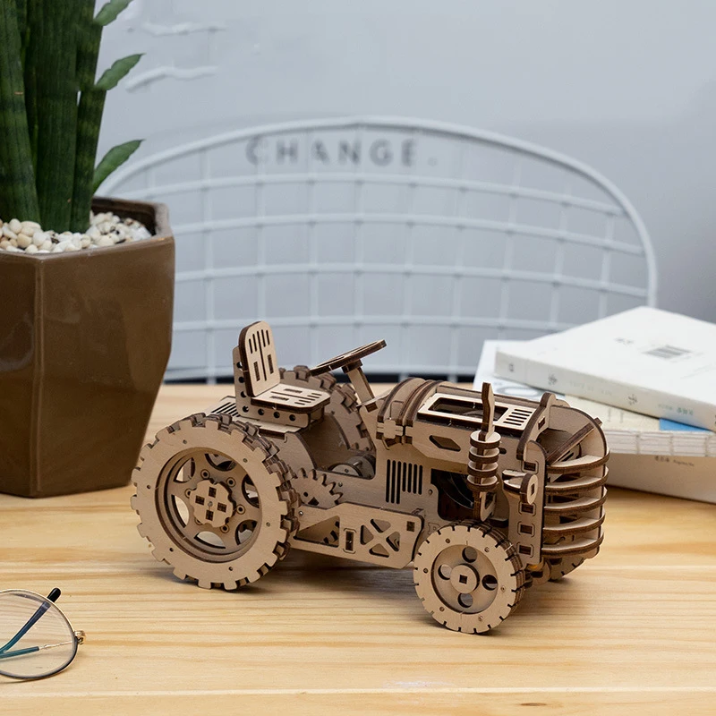 3D Wooden Train Airship Tractor Puzzle Games Assembly Model Kits Toys For Children Kids Girls Birthday Gift