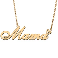 love heart mama name necklace for women stainless steel gold silver nameplate pendant femme mother child girls gift