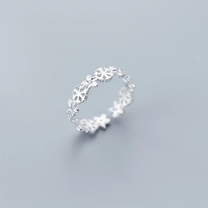 

HF JEL Christmas Adjustable 925 Sterling Silver Rings Open Ended Snow Rings for Women Girl Wedding Bands Women Jewelry 2020