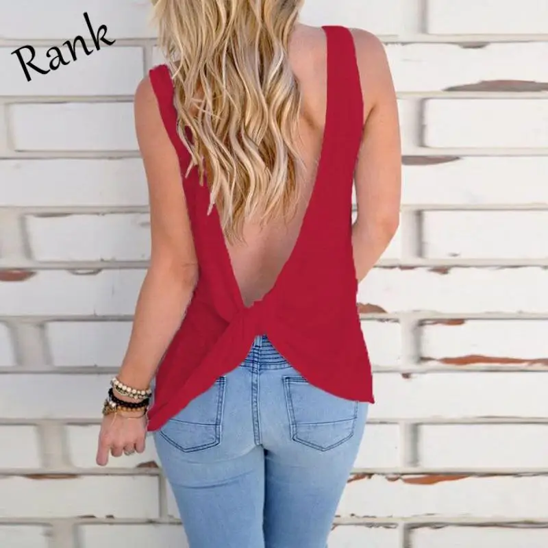

Rank Women's Tank Top T-Shirt Halter Sexy Five Colors Back Tie Fashion Fashionable Elegant Temperament Commuter 2021 Summer New