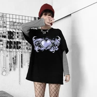 oversize mall gothic aesthetic emo t shirts women grunge punk black graphic print summer tops short sleeve alt clothes