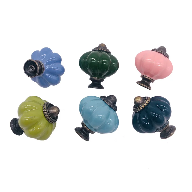 1x Ретро винтажная Тыква керамическая ручка выдвижного ящика Ручка для дверей