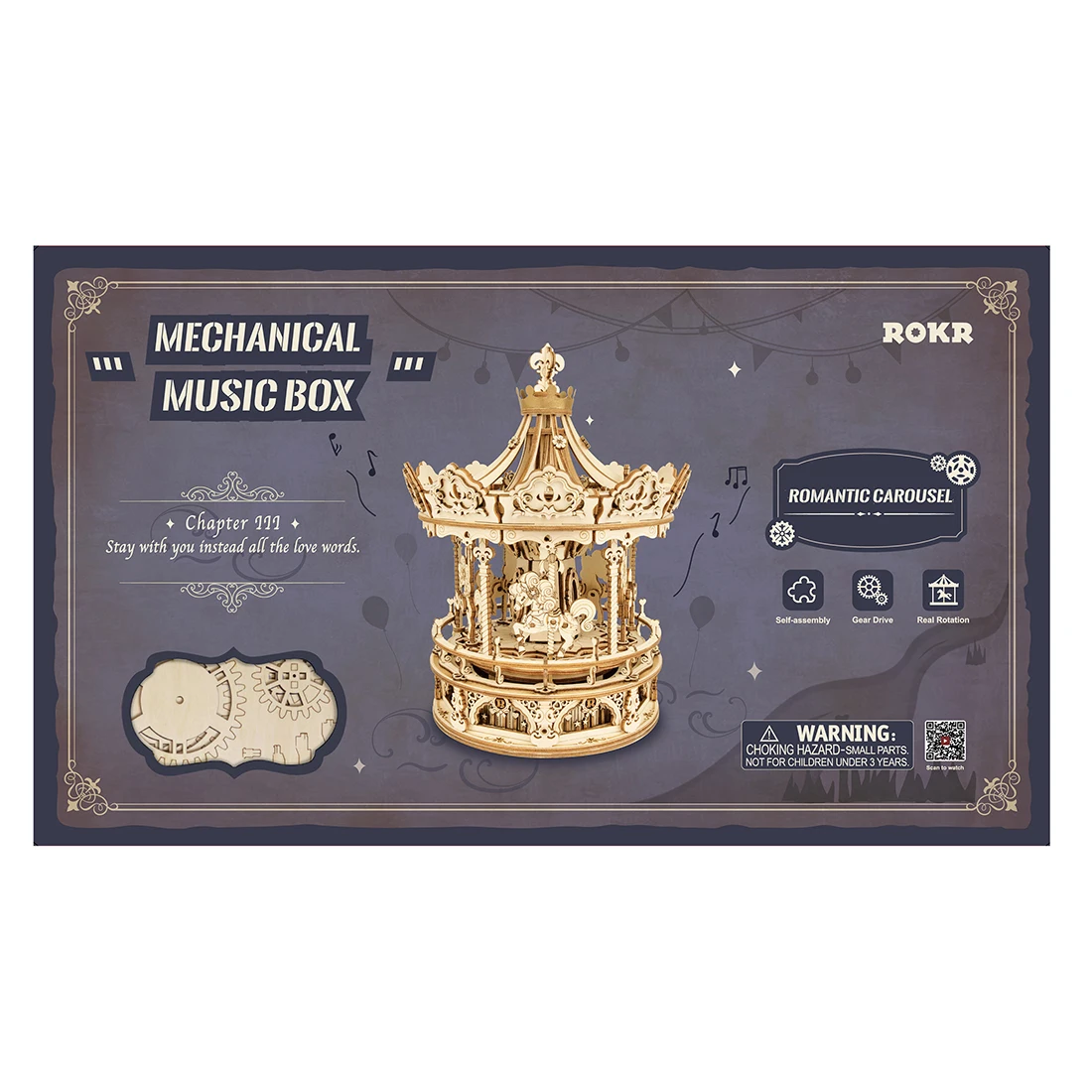 

337Pcs Diy Assembly Toys Wooden Romantic Carousel Music Box 3D Mechanical Puzzle Model Educational Kids Toy Drop Shipping