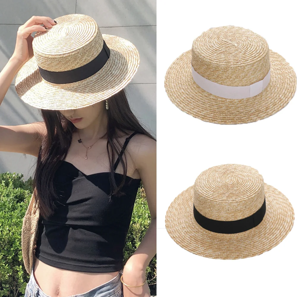 Шляпа женская Соломенная с широкими полями модная пляжная Панама от солнца берет