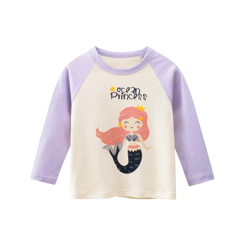 

Детская одежда Новинка Осень 2021 мультяшная нижняя рубашка для девочек Детская футболка с длинным рукавом детская одежда 4216 02