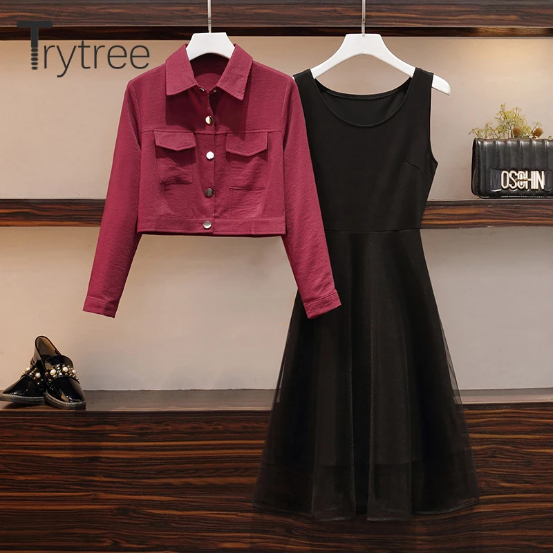 Весенний комплект из двух предметов Trytree повседневный однобортный жакет с