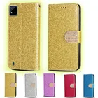 Роскошный кожаный флип-кошелек с блестками для Realme C11 2021, чехол для телефона Oppo Realme C20, функциональный чехол с подставкой и отделением для карт