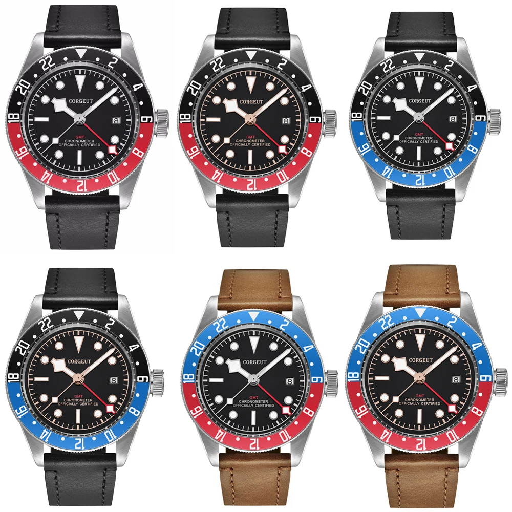 Часы мужские механические с кожаным ремешком 41 мм | Наручные часы