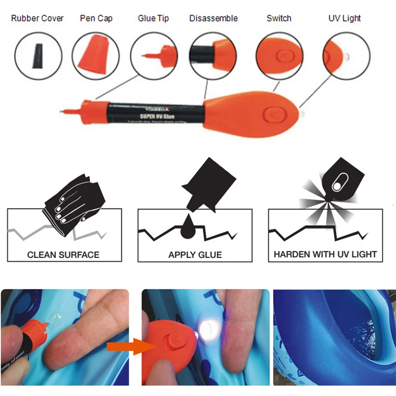 Клей-ручка Visbella для самостоятельной сборки 5 секунд УФ светильник свет 8 г сменная