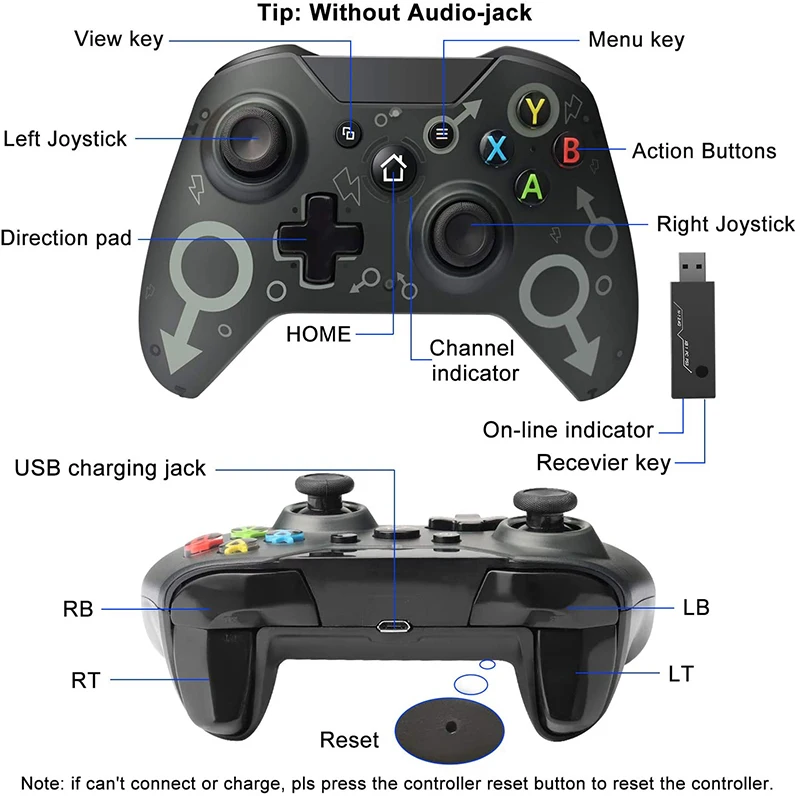 

2.4G Wireless Controller For Xbox One/One S/One X/P3/Windows For Android Smartphone Gamepad Joystick for Xbox One Controle