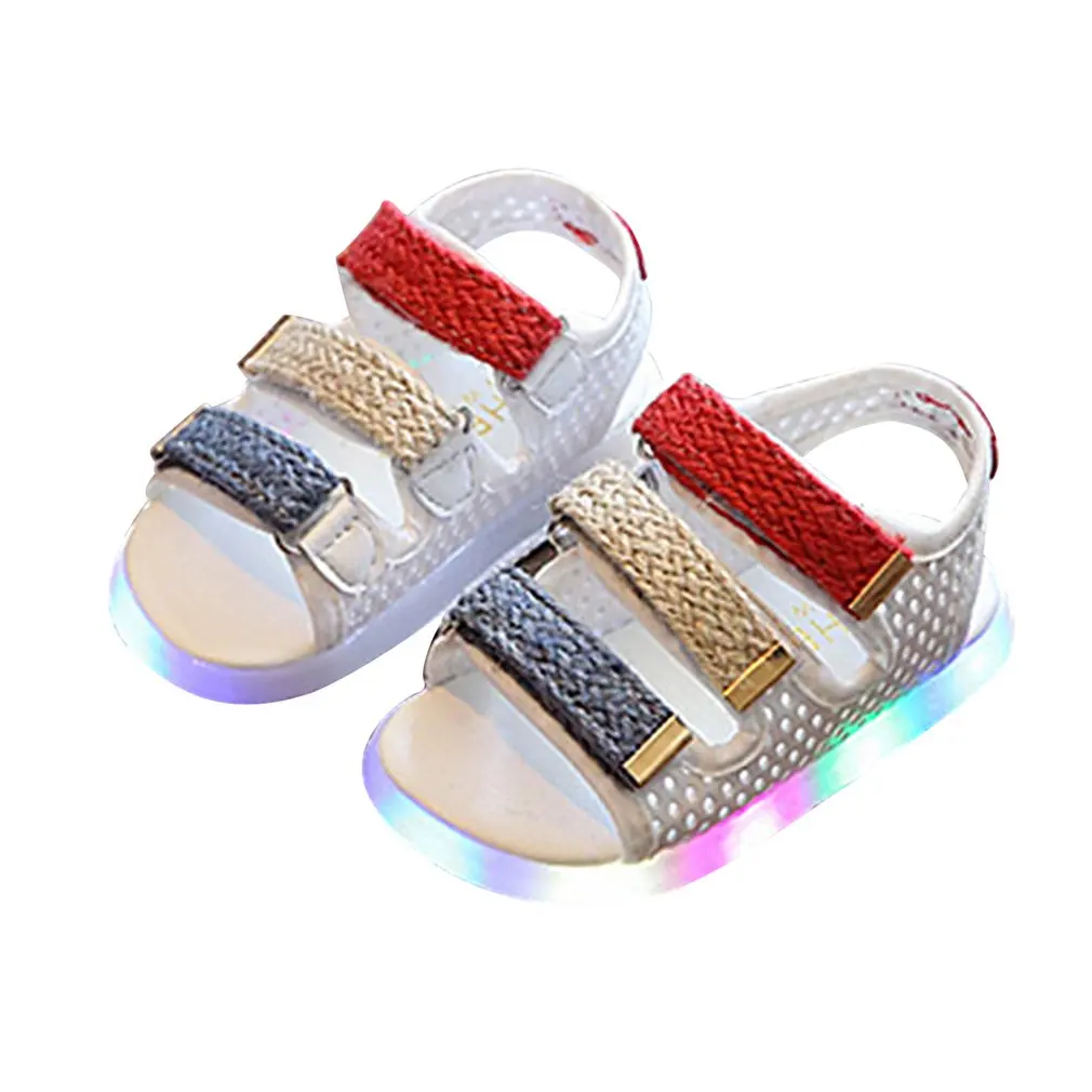 Светодиодные сандалии детская светящаяся обувь летняя спортивная для маленьких