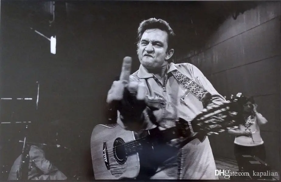 Плакат Джони Кэш средний палец гитара Музыка высокое качество художественная