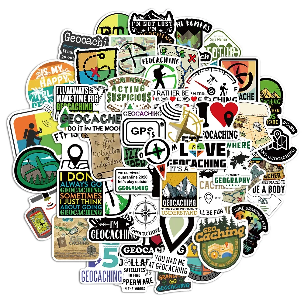 

10/30/50PCS Outerdoor Geocaching Stickers for Laptop Guitar Luggage Waterproof Graffiti Sticker Decal Kid Classic Toys