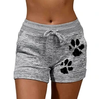 women shorts high waist cats claw print drawstring quick dry elastic sports short yoga womens clothing female short pants s 5xl