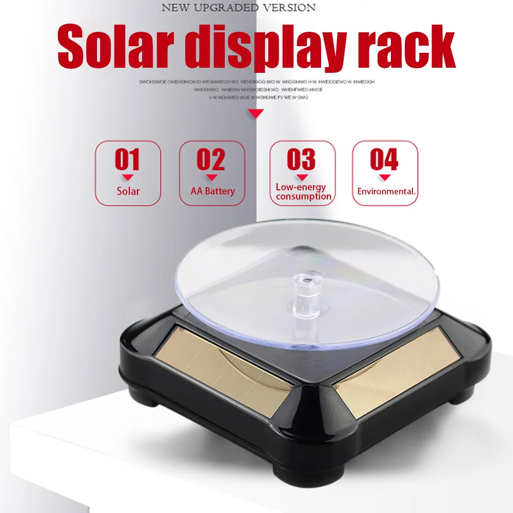 

Вращающаяся витрина для ювелирных изделий, 1 шт., на солнечной батарее, вращающаяся на 360 градусов подставка для часов, колец и телефона, вращ...