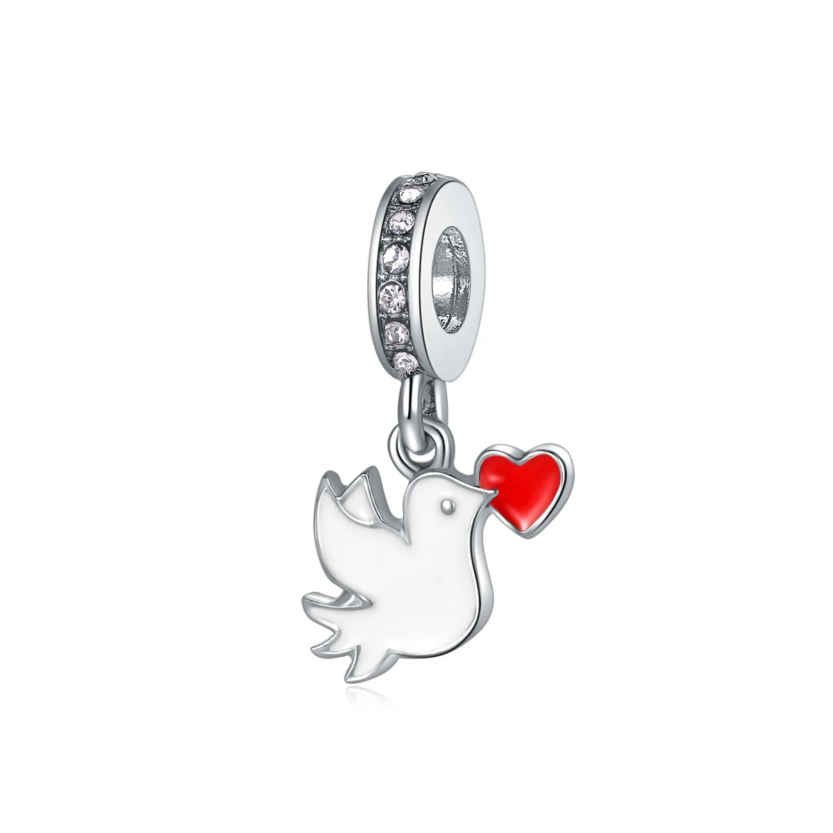 2020 новый оригинальный сплав бисер голубь любовь мир Висячие очаровательные эмалевые прозрачные CZ Fit Браслет DIY женские ювелирные изделия дропшиппинг