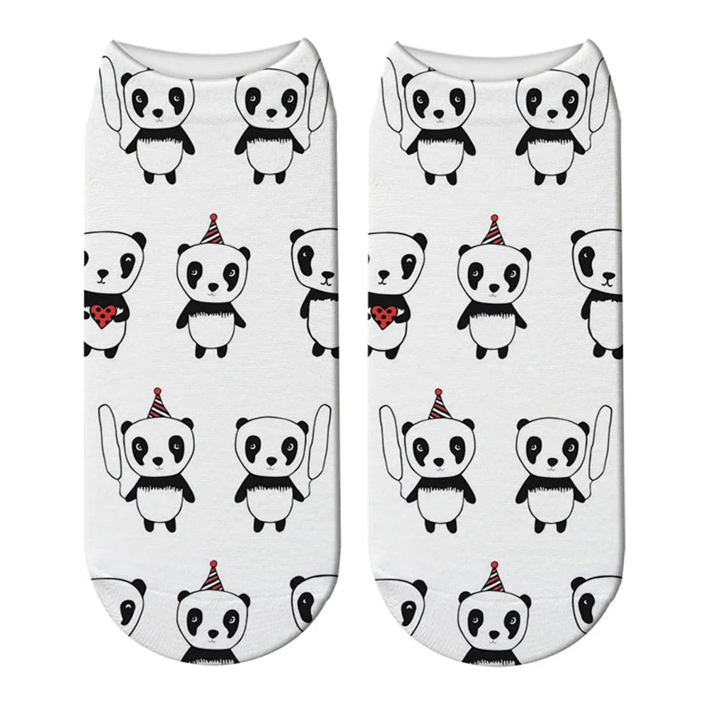 Модные женские носки с 3D принтом панды новые милые до щиколотки унисекс низким
