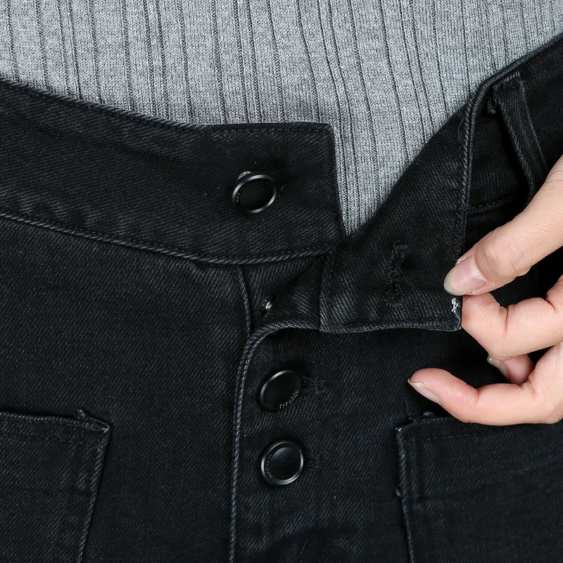 Винтажные женские хлопковые джинсовые широкие брюки с кисточками на осень и зиму