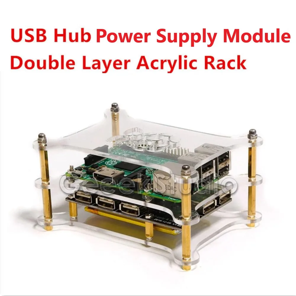 5 портовый USB 2 0 хаб питание модуль с двойной слои акриловая подставка для Raspberry Pi