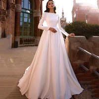 russian style long sleeve lace wedding dresses 3d flowers vintage muslim bride dress satin country wedding gowns vestidos