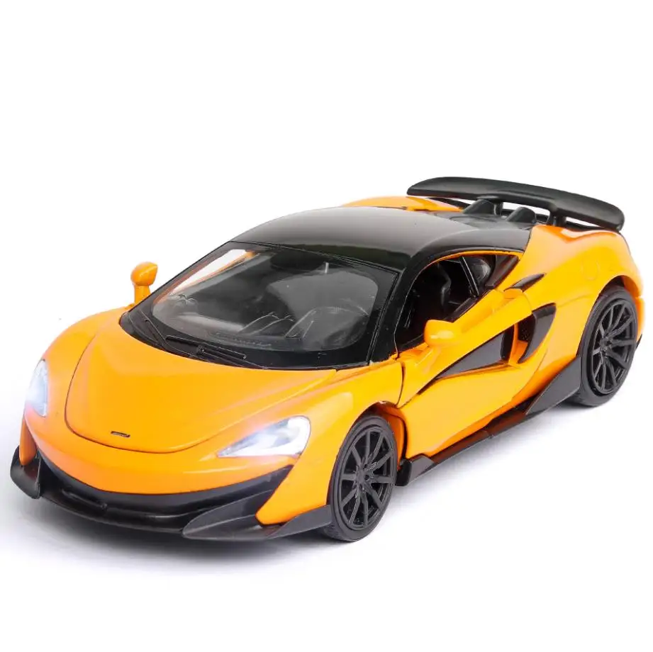 

Hot 1:32 scale diecast super sport car McLaren 600lt metal model with light and sound pull back vehicle alloy toys collection