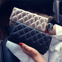 women long rivet wallets pu leather female plaid purses nubuck card holder fashion large capacity woman zipper coin purse