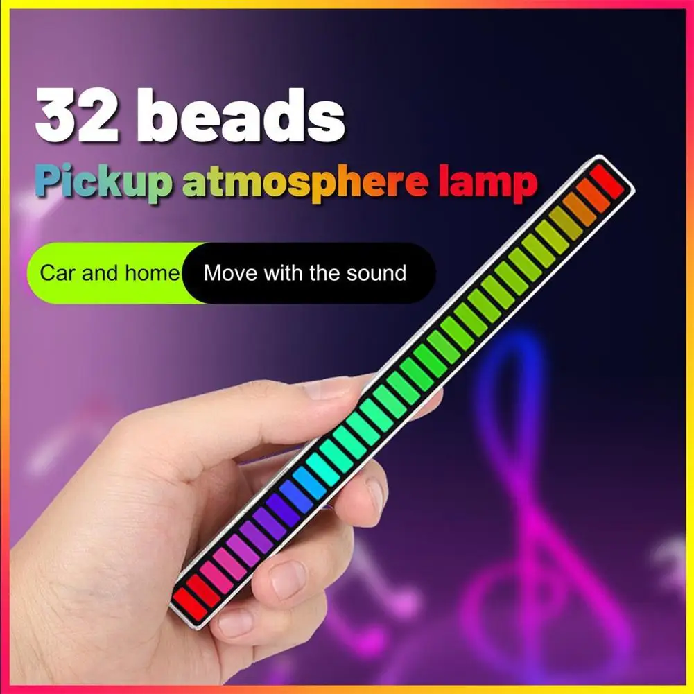 

32 Led Rgb Sound Control Night Light Music Rhythm Lights Led Bar Gaming Room Party Personalized Gift Boyfriend Car Smart Lamp