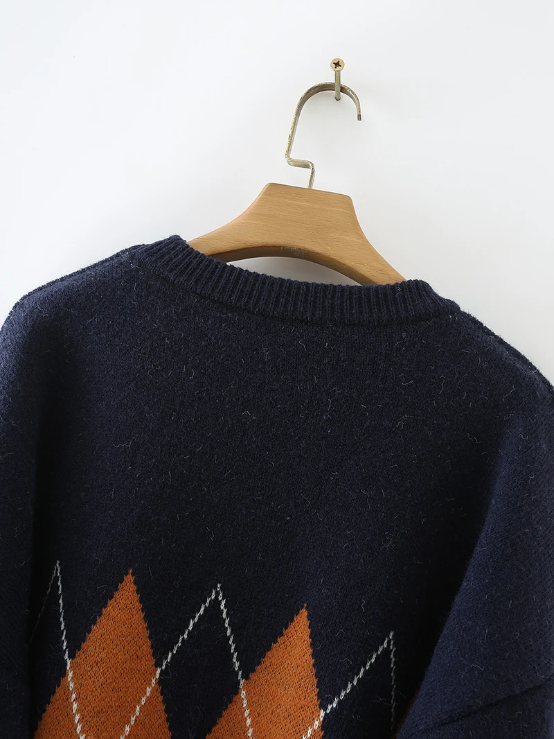 

A15 Women Sweater Autumn and Winter New Knit Pullover Women Loose Sweater Stitching Casual Knit Sweater Ladies Pullover Top