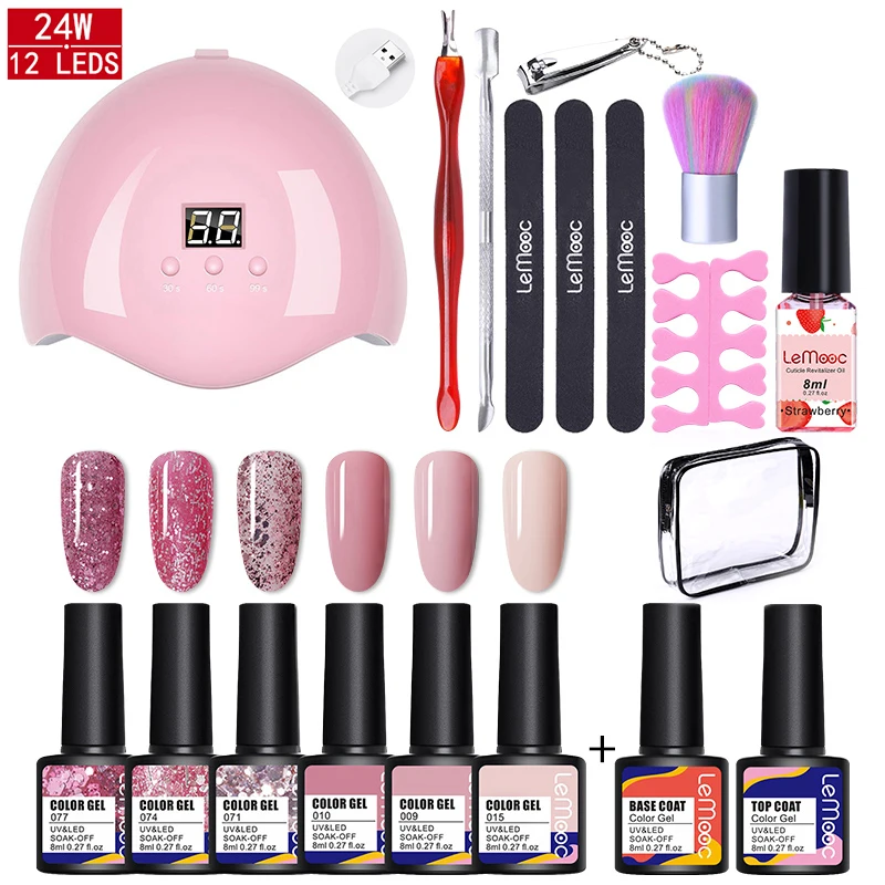 

Nail Set UV LED Lamp Dryer Nail Gel Polish Kit Colorful Soak Off UV Gel Tools Set Nail Stickers For Nail Art DIY Design Tools