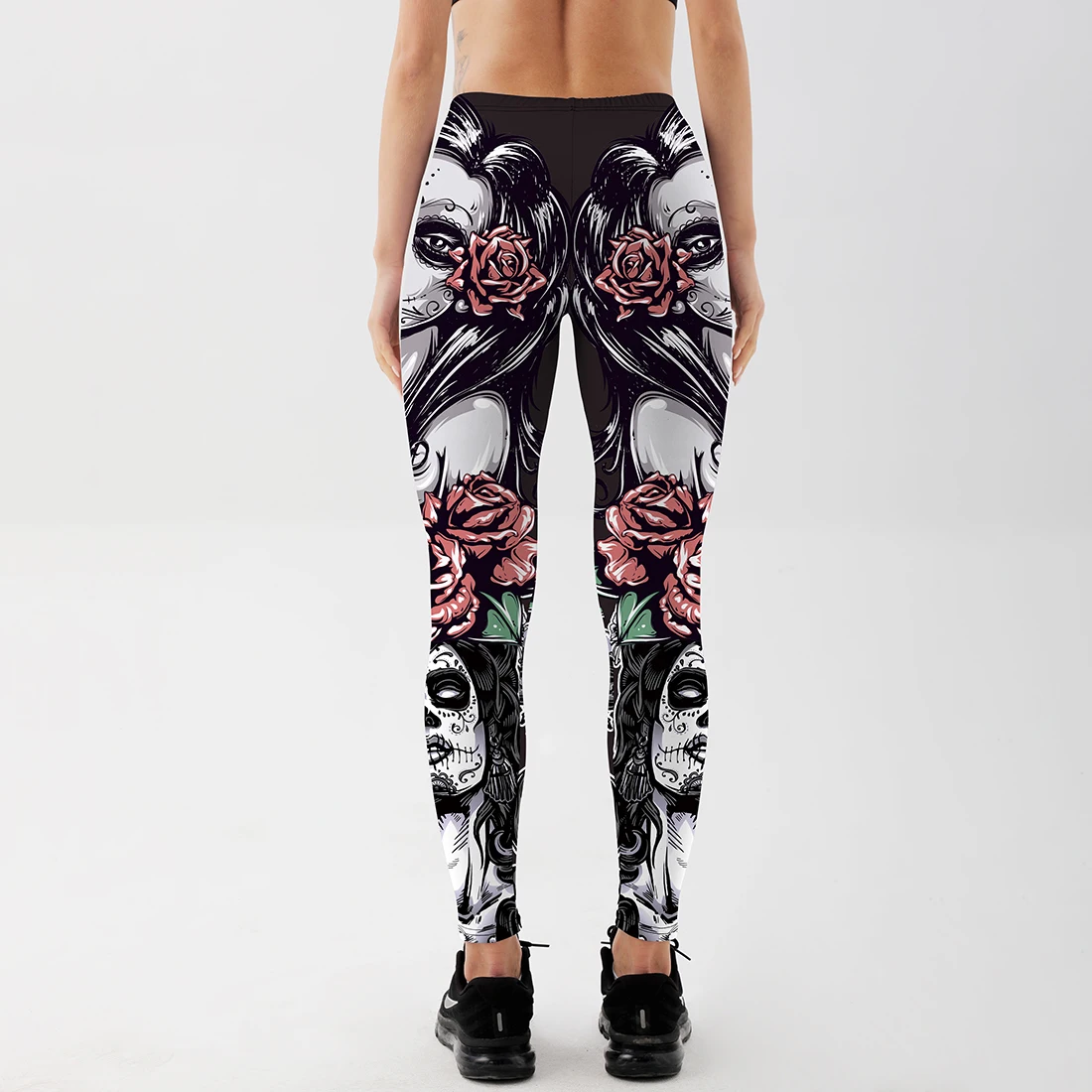 Женские леггинсы Qickitout сексуальные с принтом роз готические со средним обхватом