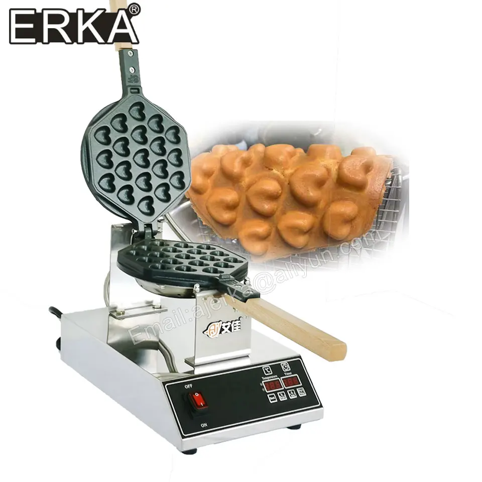 ERKA Прямая Заводская цена Коммерческая электрическая 110V 220V антипригарная вафельная машина для яиц в форме сердца духовка для торта