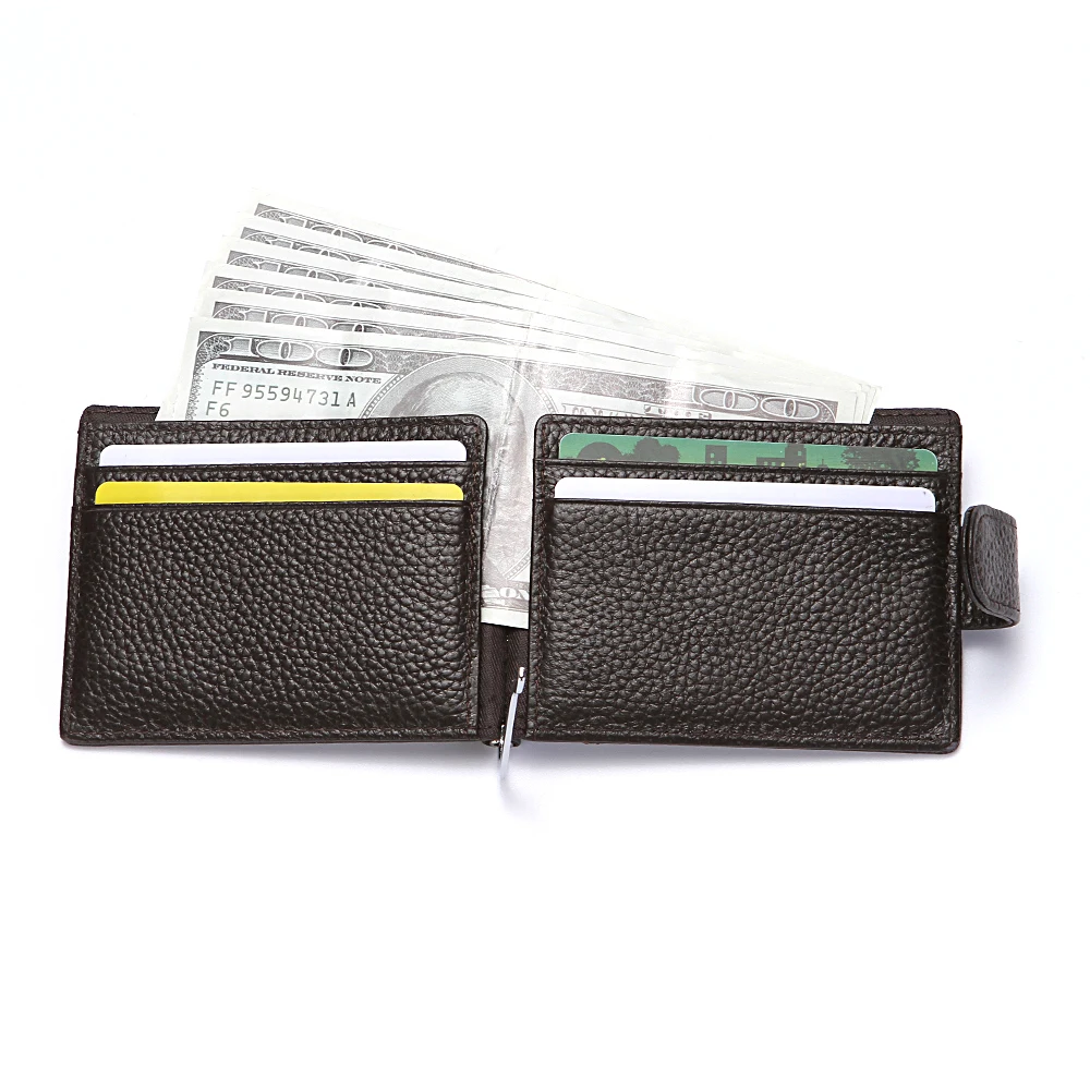 CUIKCA Genuine Leather Men Wallet RFID Short Slim Cowhide Money Clip HASP Business ID Credit Card Cases | Багаж и сумки