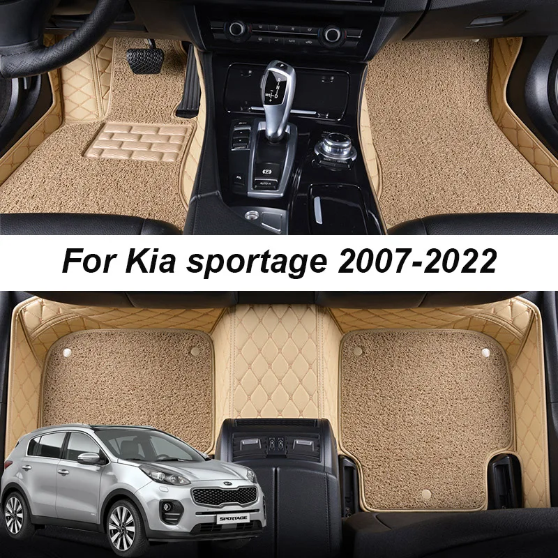 

Double layer Leather 3D interior Parts Customized Car Floor Mat For Kia Sportage 3 4 2019 2021 2020 Carpets Rug Pads Accessories
