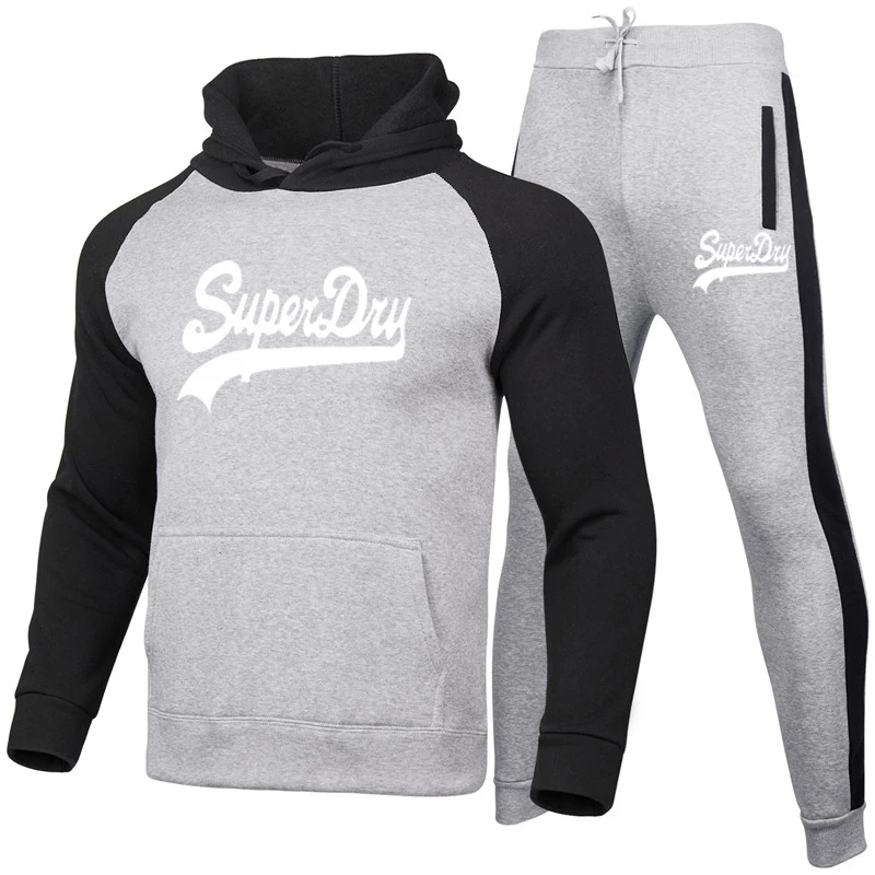 

2021 New Men's Casual Sportswear Printed Hoodie + Sweatpants Outdoor Jogging Gym Fitness Autumn And Winter Men's Clothing
