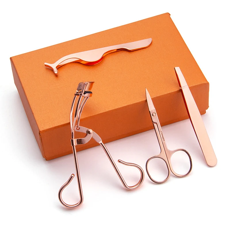

4-Piece Stainless Steel Professional Eyebrow Trimming Tool Set Tweezer Eyelash Cutter Eyebrow Clipper Eyebrow Makeup Tool Set