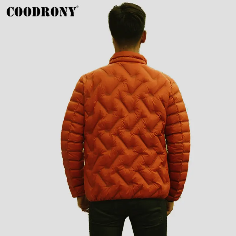Бренд COODRONY, мужская куртка-пуховик на утином пуху, модное повседневное пальто со стоячим воротником, мужские мягкие теплые зимние куртки на молнии с карманами, одежда 98025