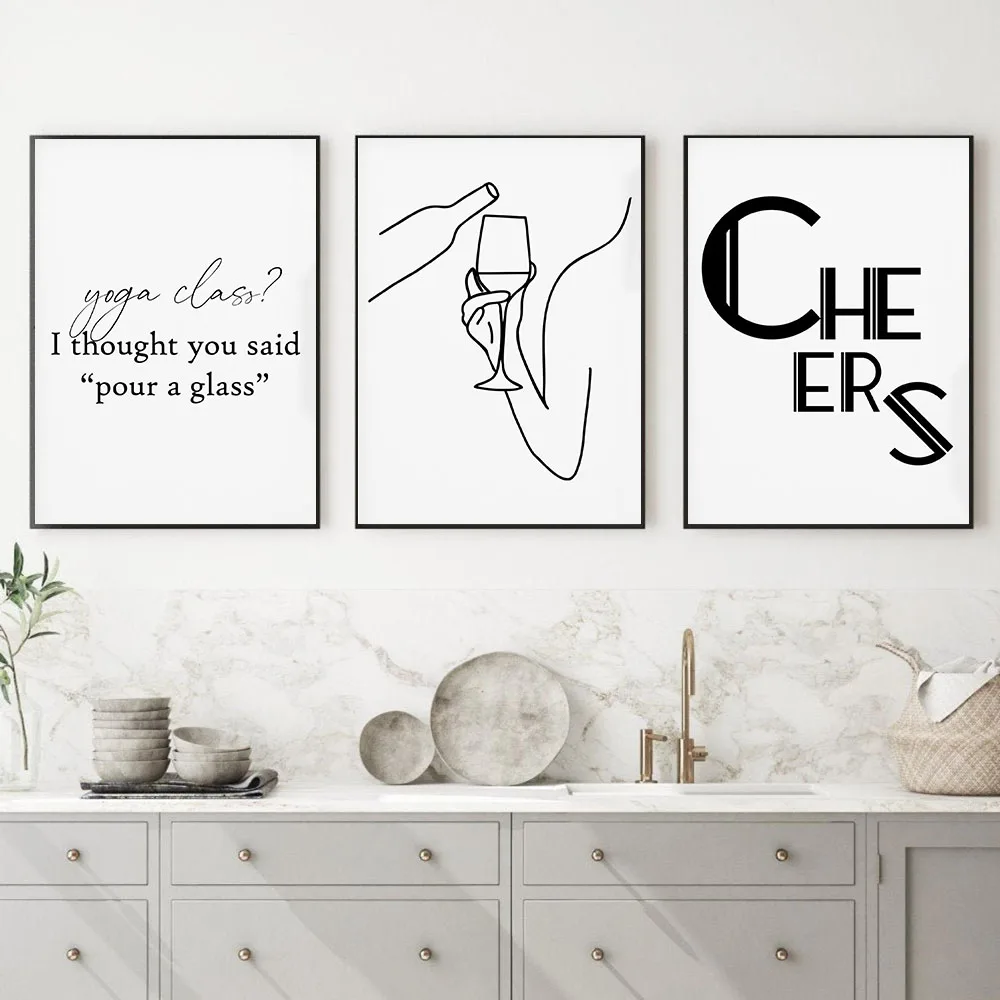 Бар черно-белые грандиозные галлерикаты и принты вина Художественная Картина на