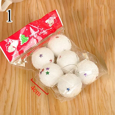 1 Рождественские DIY снежные шары Белые 6 шт вечерние украшения для рождественской елки подвесное украшение 50 мм Рождественский шар орнамент красочные звезды - Цвет: 1