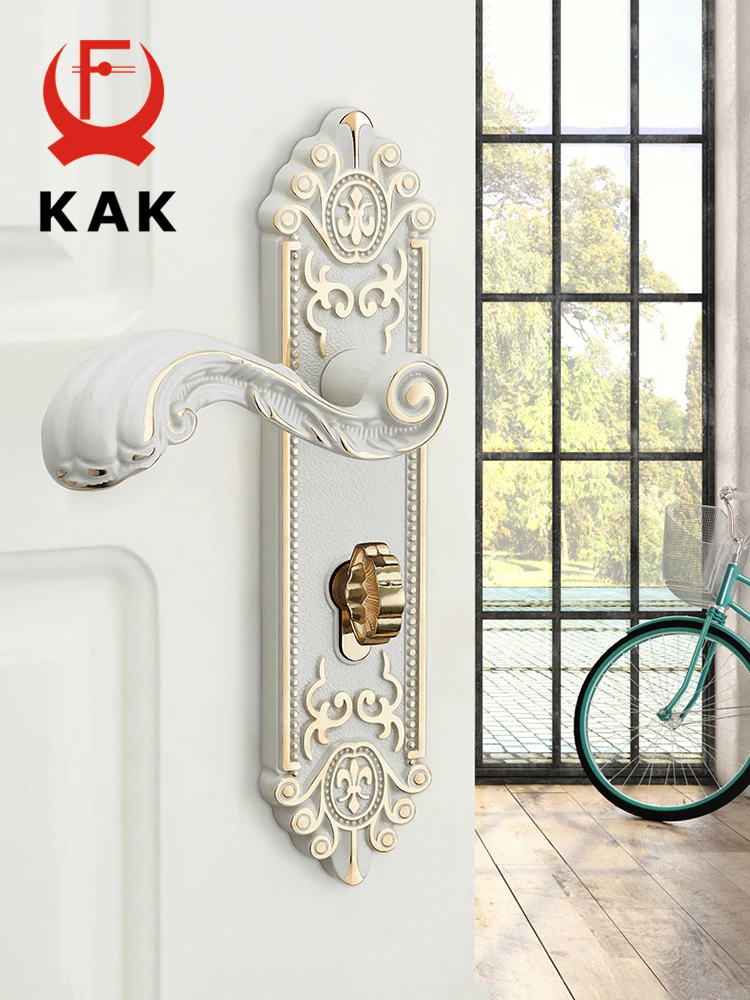 KAK европейский стиль золотые дверные замки с ключами ручки цвета слоновой кости